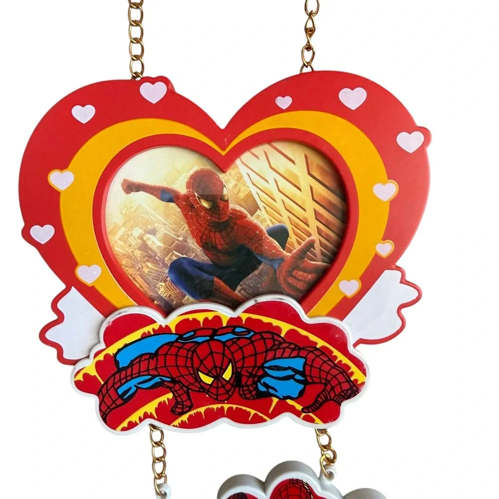 Spider-Man Wall Clock Hanging Photo Frame Red Yellow Heart Design Flawed